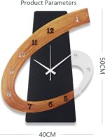 Modern Large Decorative Wall Clock，20 inch Black Silent Non-Ticking Nordic Metal... - Image 3