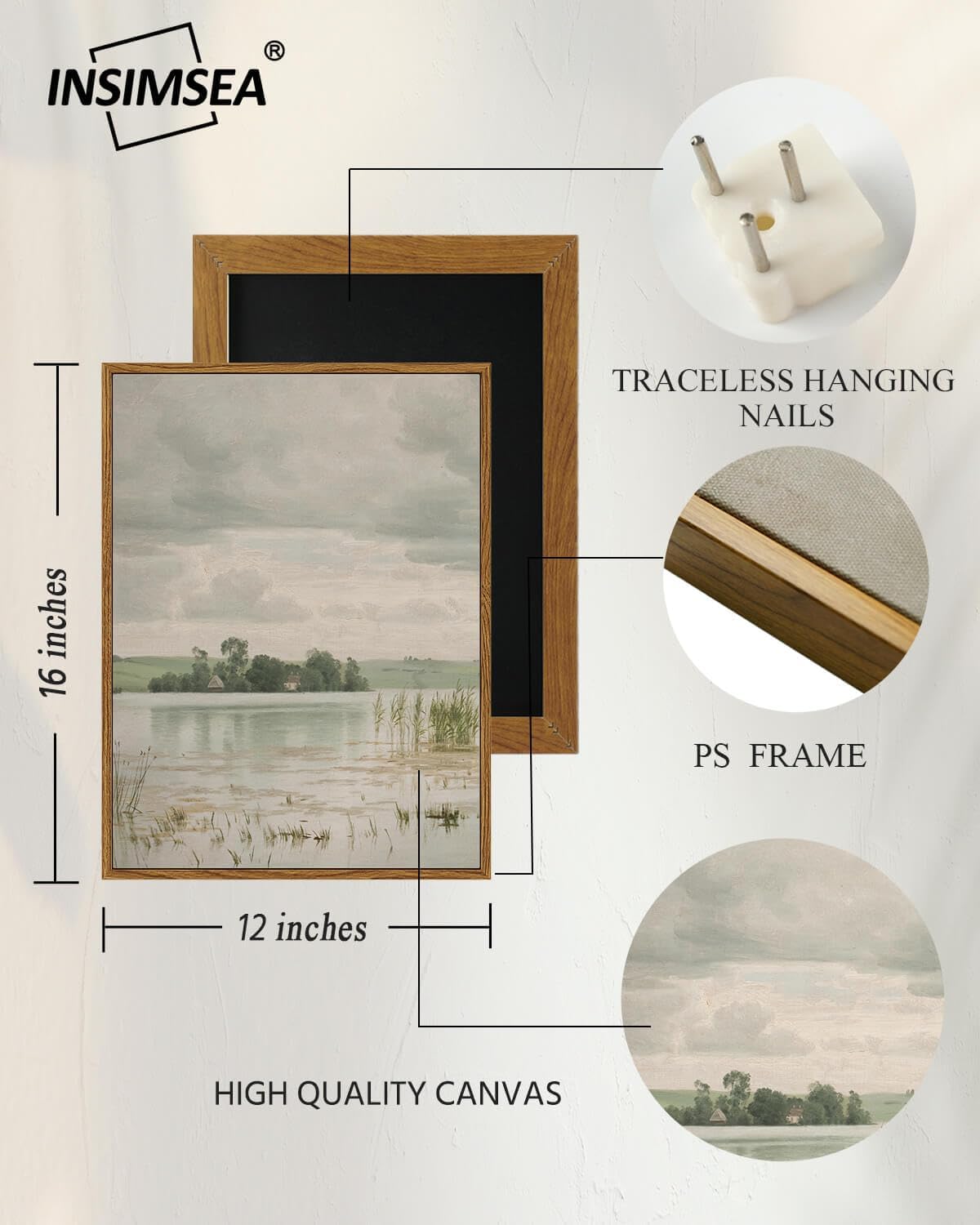 InSimSea Framed Canvas Prints Art Vintage Decor, Countryside Wall Art Decoration... - Image 6