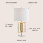 JONATHAN Y 20.25" Gold Contemporary Glam Metal and Marble Table Lamp, Modern Geo... - Image 3