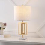 JONATHAN Y 20.25" Gold Contemporary Glam Metal and Marble Table Lamp, Modern Geo... - Image 4