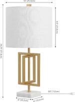 JONATHAN Y 20.25" Gold Contemporary Glam Metal and Marble Table Lamp, Modern Geo... - Image 5