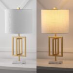JONATHAN Y 20.25" Gold Contemporary Glam Metal and Marble Table Lamp, Modern Geo... - Image 6