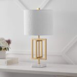 JONATHAN Y 20.25" Gold Contemporary Glam Metal and Marble Table Lamp, Modern Geo... - Image 7