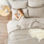 King Size Comforter Set - 7 Pieces Seersucker Bed in a Bag King, Luxury Boho Com... - Image 3
