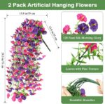 Lewondr Artificial Fake Hanging Flowers Plants for Outdoor Summer Decoration, 2 ... - Image 3