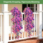 Lewondr Artificial Fake Hanging Flowers Plants for Outdoor Summer Decoration, 2 ... - Image 7