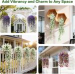 Lewondr Artificial Fake Hanging Flowers Plants for Outdoor Summer Decoration, 2 ... - Image 8