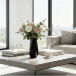 Modern Black Ceramic Vase, 7.5 Inch Geometric Flower vases, Minimalist Design fo... - Image 3