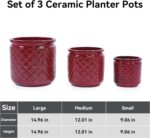 Ceramic Planters Set of 3, 15/12/9 in Indoor & Outdoor Large Plant Pots with Dra... - Image 3