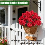 Artificial Flowers for Outdoors, 6 Bundles Realistic Silk Fake Red Geraniums, Fa... - Image 4