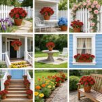 Artificial Flowers for Outdoors, 6 Bundles Realistic Silk Fake Red Geraniums, Fa... - Image 10