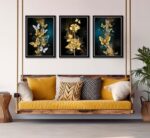 3Pcs Abstract Gold Butterfly Canvas Wall Art Gold Butterfly and Rose Posters Pri... - Image 3