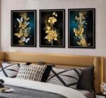 3Pcs Abstract Gold Butterfly Canvas Wall Art Gold Butterfly and Rose Posters Pri... - Image 4