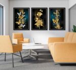 3Pcs Abstract Gold Butterfly Canvas Wall Art Gold Butterfly and Rose Posters Pri... - Image 5