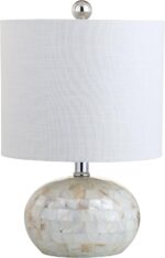 JONATHAN Y 16" Coastal Capiz Shell Mosaic Table Lamp for Bedroom Living Room, Wh... - Image 6