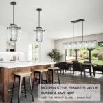 Modern Black Rectangle Chandelier, 48" Dining Room Chandelier with Water Ripple ... - Image 3