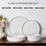 E-far 16 Piece Dinnerware Sets, Plates and Bowls with Pasta Bowls Service for 4,... - Image 3