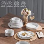 E-far 16 Piece Dinnerware Sets, Plates and Bowls with Pasta Bowls Service for 4,... - Image 4