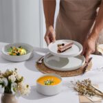 E-far 16 Piece Dinnerware Sets, Plates and Bowls with Pasta Bowls Service for 4,... - Image 5