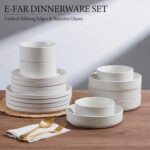 E-far 16 Piece Dinnerware Sets, Plates and Bowls with Pasta Bowls Service for 4,... - Image 7
