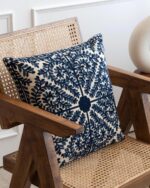 Navy Blue Suzani Pillow Cover 18x18 – Embroidered Throw Pillow Case for Couch, B... - Image 3