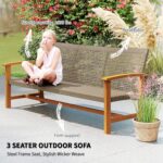 Outsunny Wicker Outdoor Couch, 3-Seat Rattan Outdoor Patio Sofa, 1000 lbs. Capac... - Image 5
