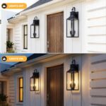 22" Large Outdoor Wall Lights, 2-Pack Black Porch Lights with Clear Glass, Water... - Image 3
