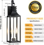 22" Large Outdoor Wall Lights, 2-Pack Black Porch Lights with Clear Glass, Water... - Image 6