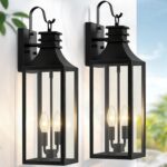 22" Large Outdoor Wall Lights, 2-Pack Black Porch Lights with Clear Glass, Water... - Image 7