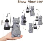 Qeeman Solar Cat Garden Statue: Weatherproof Resin Figurine with Warm Glow Lante... - Image 4