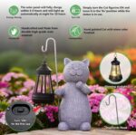 Qeeman Solar Cat Garden Statue: Weatherproof Resin Figurine with Warm Glow Lante... - Image 8