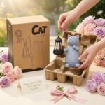 Qeeman Solar Cat Garden Statue: Weatherproof Resin Figurine with Warm Glow Lante... - Image 9