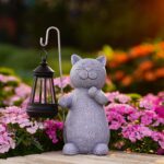Qeeman Solar Cat Garden Statue: Weatherproof Resin Figurine with Warm Glow Lante... - Image 10