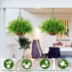 KHOYIME Artificial Hanging Plants with Basket 2PCS Fake Boston Fern Baskets, Out... - Image 7