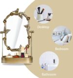 HSDDHOME Vintage Gold Tabletop Makeup Mirror, Bird & Butterfly Decorative Vanity... - Image 5