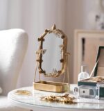HSDDHOME Vintage Gold Tabletop Makeup Mirror, Bird & Butterfly Decorative Vanity... - Image 6