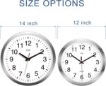 HITO 14" Silent Wall Clock Battery Operated Non Ticking Sweep Movement Glass Cov... - Image 4