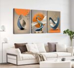 3 Pcs Bright Style Canvas Wall Art Modern Abstract Golden Deer Luxury Foil Lines... - Image 6