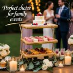 Wooden 3 Tier Serving Stand- Bamboo & Gold Tiered Dessert Tray for Party, Cupcak... - Image 3