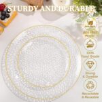 I00000 150Pcs Clear Plastic Plates with Gold Rim,Clear Disposable Plates with si... - Image 3