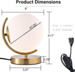 Gold Modern Globe Table Lamp with 7.1'' Glass Goble Shade Mid Century Table Lamp... - Image 5