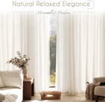 Cream Natural Linen Curtains 84 inch Length 2 Panels Set Neutral Rustic Farmhous... - Image 6