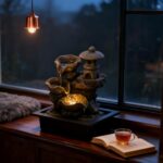 Indoor Tabletop Waterfall Fountain with Rock Pagoda & Lotus Leaf, Design for Hom... - Image 4