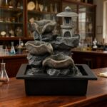 Indoor Tabletop Waterfall Fountain with Rock Pagoda & Lotus Leaf, Design for Hom... - Image 5