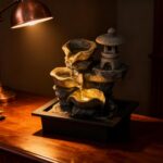 Indoor Tabletop Waterfall Fountain with Rock Pagoda & Lotus Leaf, Design for Hom... - Image 6