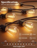 S14 Patio String Lights, 30FT Outdoor Patio String Light with 11 Clear LED Bulbs... - Image 3