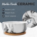 Pastel Marble Inspired 8 Inch Ceramic Succulent Planter with Drainage Hole & Bam... - Image 8