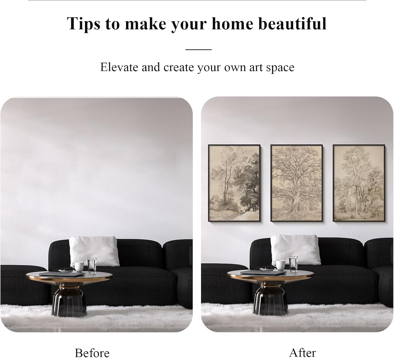 ARPEOTCY 3 Pcs Oversized Framed Canvas Wall Art, Large Vintage Wall Art for Livi... - Image 3