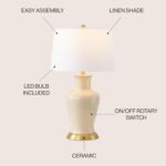 JONATHAN Y 29" Almond Traditional Ceramic Urn LED Table Lamp for Bedroom Decor, ... - Image 3