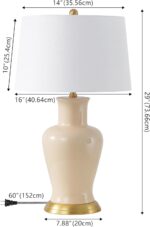 JONATHAN Y 29" Almond Traditional Ceramic Urn LED Table Lamp for Bedroom Decor, ... - Image 5